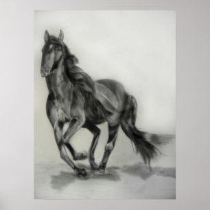 dunkles Pferd zeichnend Poster