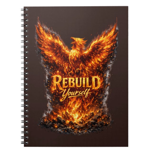 Dunkles Phoenix-Motivationsdesign Notizblock (Vorderseite)