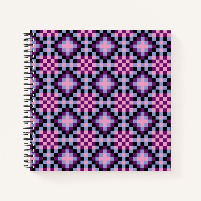 Dunkles Pixel Muster Notizbuch (Vorderseite)