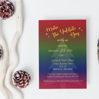 Dunkles Regenbogen Yuletide Feiertags-Party Einladung