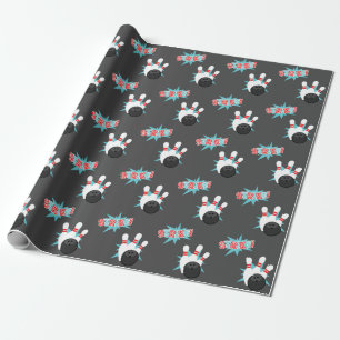 Dunkles Retro Bowling Wrapping Paper Geschenkpapier