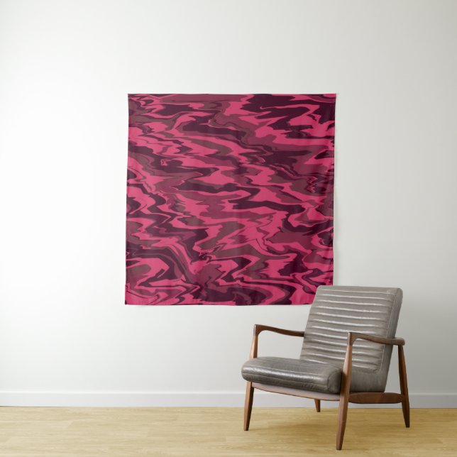 Dunkles Rosa Wellenförmiges Flüssigkeitsmuster Wandteppich (Beispiel)