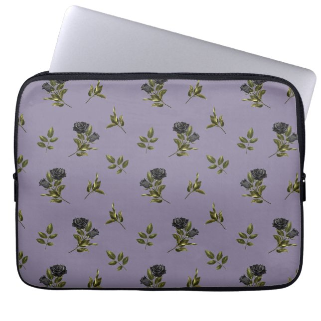 Dunkles Rosenmuster  Laptopschutzhülle (Vorderseite)