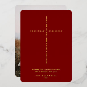 Dunkles rotes Schrift Kreuz Foto Folien Feiertagskarte