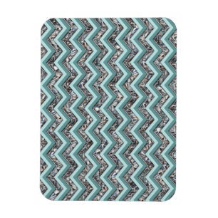 Dunkles Schneidglas und Aquamariner Zigzag Magnet