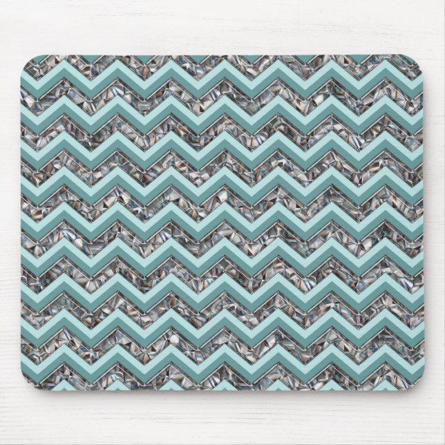 Dunkles Schneidglas und Aquamariner Zigzag Mousepad (Vorne)