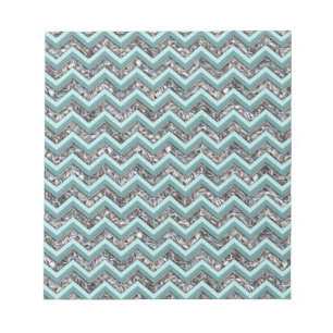 Dunkles Schneidglas und Aquamariner Zigzag Notizblock