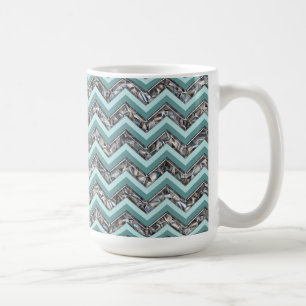 Dunkles Schneidglas und Aquamariner Zigzag Tasse