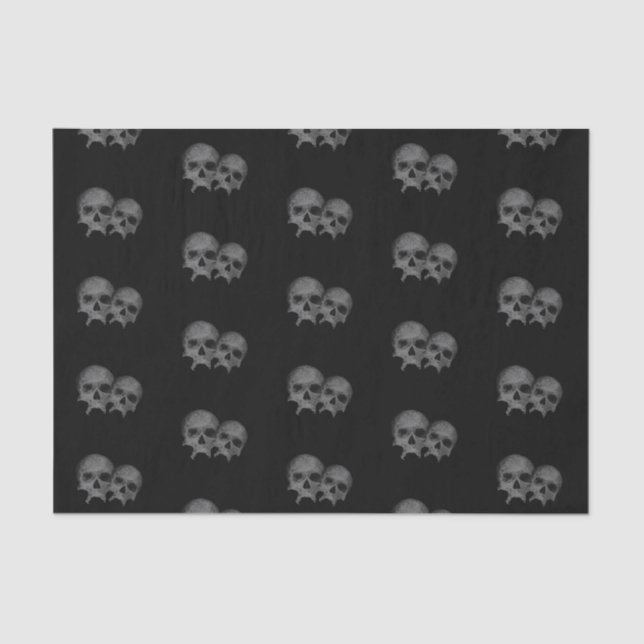 Dunkles, schwarz-gotisches Schädel-Party Seidenpapier (Vorderseite)
