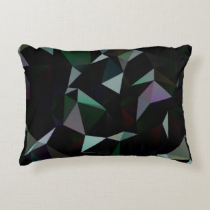 Dunkles schwarzes Dreiecks-Mosaikmuster. Geometris Dekokissen