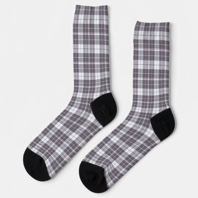 Dunkles Silber, weiße Mischfarben, Kariertes Muste Socken (Linkes Detail)