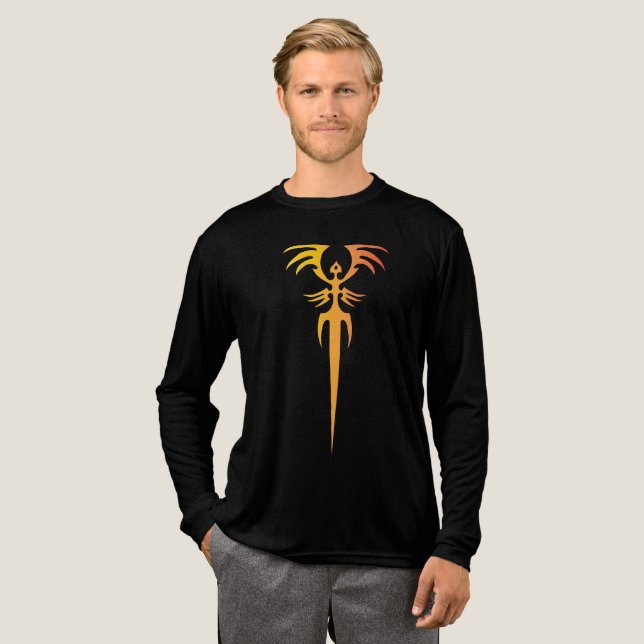 Dunkles Stammes-Phönix-Emblem – Mythisches Symbol Tri-Blend Shirt (Volle Vorderseite)