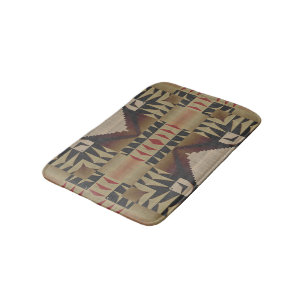 Dunkles Tan-Taupe-Braun-Rot-Schwarzes Stammeskunst Badematte