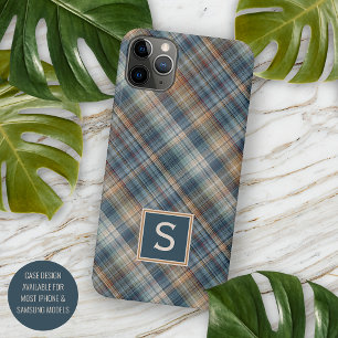 Dunkles Teal Blau Beige Tan Karo Gingham-Muster iPhone 16 Pro Max Hülle