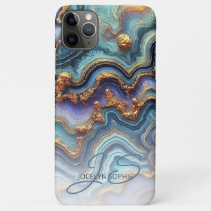 Dunkles Teal Blau Lila Gold Marmor Kunst Muster Case-Mate iPhone Hülle