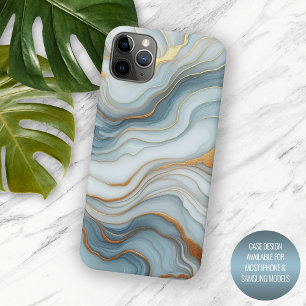 Dunkles Teal-Grau-Hellblau-Gold-Marmor-Kunstmuster Case-Mate iPhone Hülle