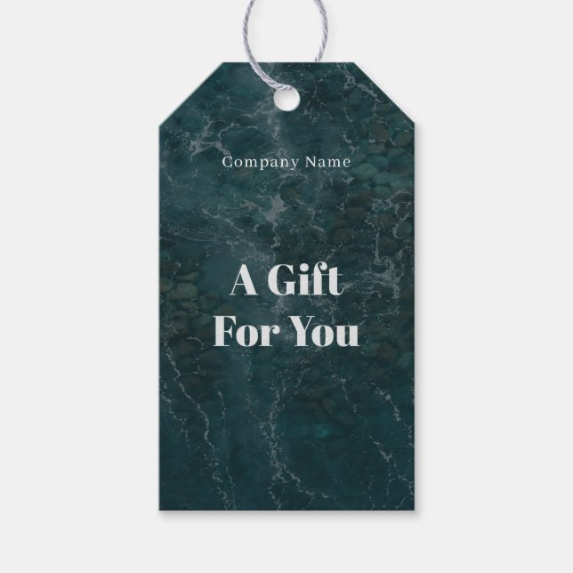 Dunkles Teal-Ozean-Thema Geschenkanhänger (Vorderseite)