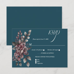 Dunkles Teal, Staubiges Lila, Lavendel, Salbeiblum RSVP Karte