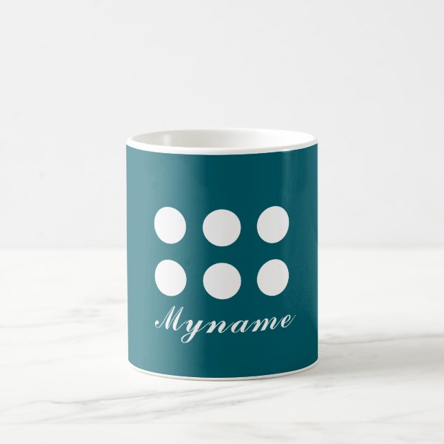 Dunkles Teal-Trendy-Modern-Minimalist-Chic-Name Kaffeetasse (Mittel)