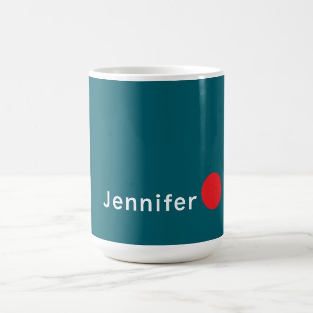 Dunkles Teal-Trendy-Modern-Minimalist Ihr Name Kaffeetasse (Mittel)