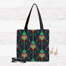 Dunkles Teal- und Gold-Art-Deco-Blumenornament