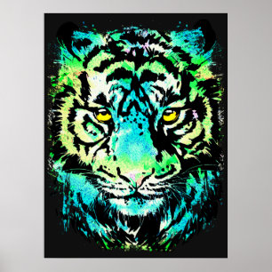 Dunkles Tiger Poster - farbenfrohe Tiger Eyes