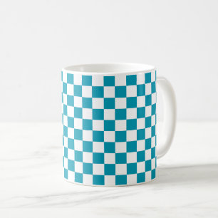 Dunkles Türkis kariert  Kaffeetasse
