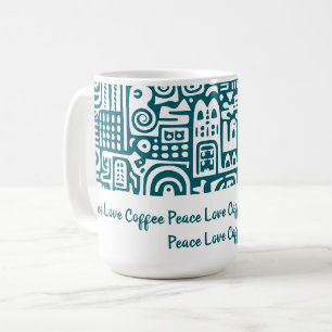 Dunkles Türkis und Weiße Doodles 1 von 4 Kaffeetasse