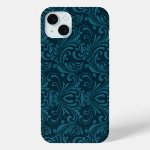 Dunkles Türkisblumen-Damaskusmuster Case-Mate iPhone Hülle