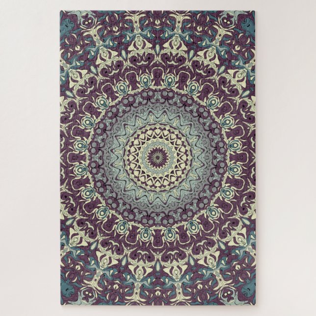 Dunkles und funky kaleidoskopisches Medallion-Must Puzzle (Vertikal)