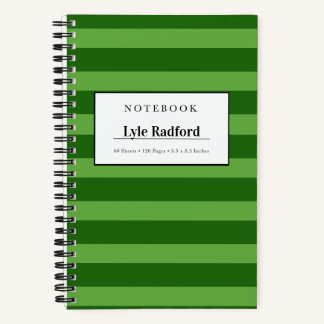 Dunkles und Limettengrün gestreiftes personalisier Notizbuch