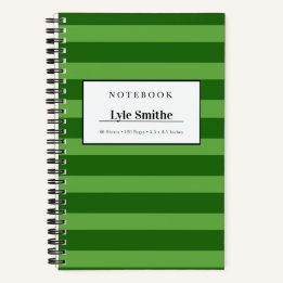 Dunkles und Limettgrün gestreiftes personalisierte Notizbuch