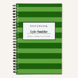 Dunkles und Limettgrün gestreiftes personalisierte Notizbuch