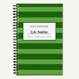 Dunkles und Limettgrün gestreiftes personalisierte Notizbuch