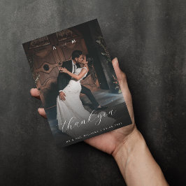 Dunkles verblassendes Foto und Monogramm Elegante  Dankeskarte