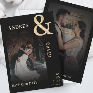 Dunkles verblasstes Foto Gold Et-Zeichen Hochzeits Save The Date