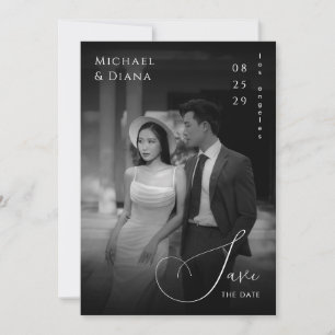 Dunkles verblasstes transparentes schwarzes Foto V Save The Date
