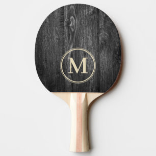 Dunkles verwittertes Holz Monogramm Tischtennis Schläger