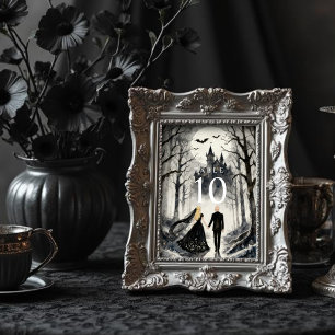 Dunkles Verzaubertes Gothic-Spooky-Hochzeitspaar W Tischnummer