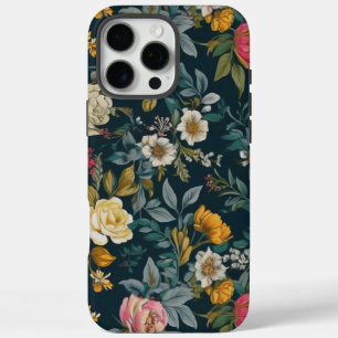 Dunkles Vintage-Blumen-Tough-iPhone-16-Pro-Max-Cas iPhone 16 Pro Max Hülle