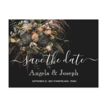 Dunkles Vintage-Orange Blumen Save-the-Date Ankünd