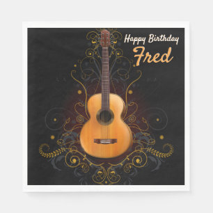 Dunkles Vintages Acoustic Guitar Masculine Party Serviette