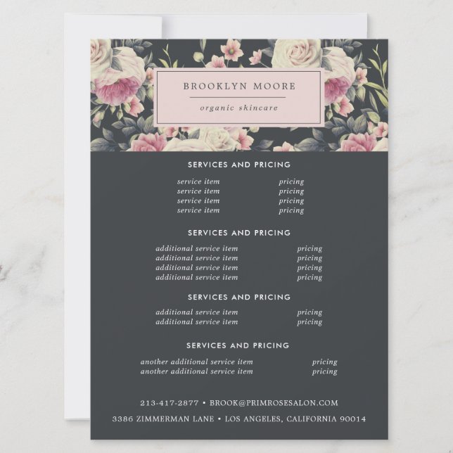 Dunkles Vintages Blumenlogo | Flyer der Preise (Vorderseite)