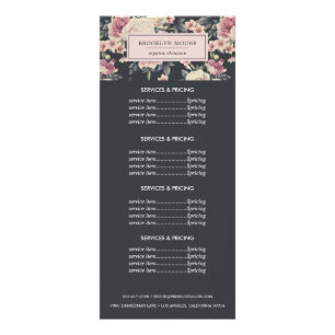 Dunkles Vintages Blumenlogo Preisdienstleistunge Werbekarte