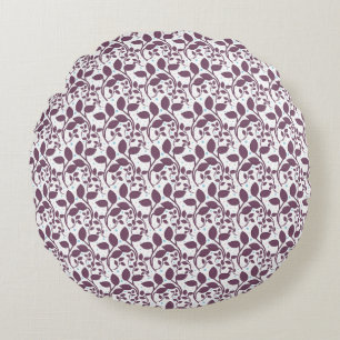 Dunkles violettes Blattmuster, eleganter botanisch Rundes Kissen
