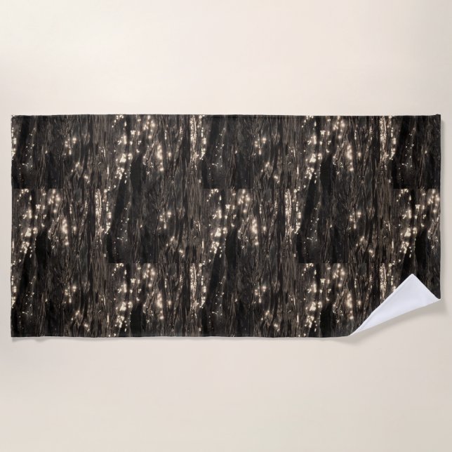 Dunkles Wasser Mondlicht Funkelreflexion schwarz Strandtuch (Vorderseite)