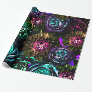 Dunkles Wunderland Bold Glamour Floral Blumen Part Geschenkpapier