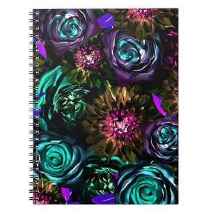 Dunkles Wunderland Fette Glamour Blumen Blumen Notizblock