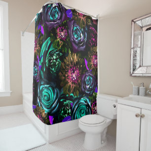 Dunkles Wunderland Kühner Glamour Floral Blumen Duschvorhang