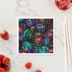 Dunkles Wunderland Kühner Glamour Floral Blumen Pa Serviette